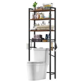 Over the Toilet Storage Freestanding Industrial Metal Wood Shelving Unit