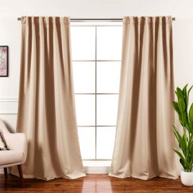 52 x 108 inch Solid Beige Cream Thermal Blackout Curtain Panels - Set of 2