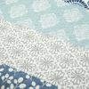 California King Lightweight 3 Piece Reversible Botanical Blue Damask Quilt Set