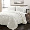 King Size Soft Pleated Cotton 3 Piece Comforter Set White