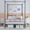 Full size Four Poster French Country Metal Canopy Bed in Black Finish