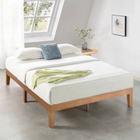 Full size Natural Wooden Finish Solid Wood Platform Bed Frame