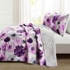 King size Purple Grey Flowers Lightweight Polyester Microfiber Quilt Set