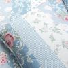 King size Blue Pink White Beige Floral Cottage Lightweight 3-Piece Quilt Set