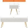 Modern Bed Bench Ottoman with White Ivory PU Leather Seat and Gold Metal Legs