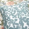 Cal King Floral Country Cottage Blue Green Coral Beige Comforter Set