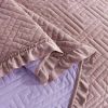 King Violet/Rose-Wood Velvet Microfiber Polyester Reversible 3-Piece Quilt Set