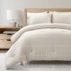 California King Beige Off-White Stripe Lightweight 3-Piece Comforter Set