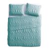 King Coastal Beach Starfish Seashell Seahorse Aqua Blue Teal 3-Piece Quilt Set