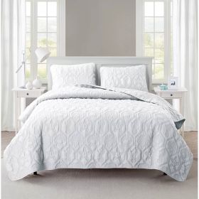 King size Coastal Beach Seashells Starfish Sea Horse White 3-Piece Quilt Set