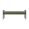 Modern Industrial Bed Bench with Black Metal Frame and Sage Green Velvet Cushion