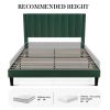 Queen size Green Velvet Upholstered Platform Bed Frame with Headboard