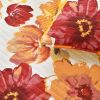 King size Orange Red Flowers Lightweight Polyester Microfiber Quilt Set