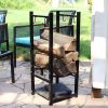 Black Indoor/Outdoor 32-inch Firewood Log Rack