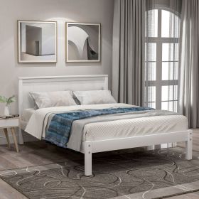 Platform Bed Frame with Headboard, Wood Slat Support, No Box Spring Needed,Twin, White(OLD SKU:WF191418AAK)