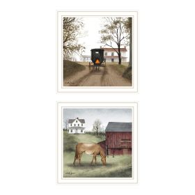 Trendy Decor 4U 2- Piece Vignette The Old Mare, Heading' Home White Framed Wall Art for Living Room