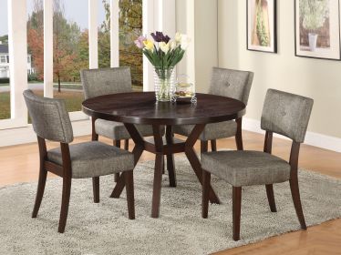 Drake Gray Fabric & Espresso Finish 5 PCs Dining Set