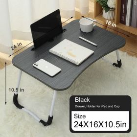 Mighty Rock Laptop Desk Foldable Tray Table Bed Stand Standing Table for Bed Sofa Couch Floor Black (Five: black)